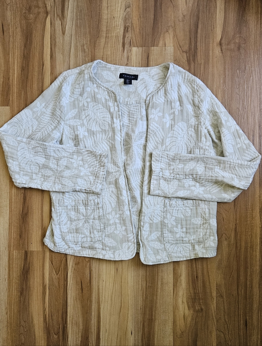 Tahari Floral Linen Cotton Jacket